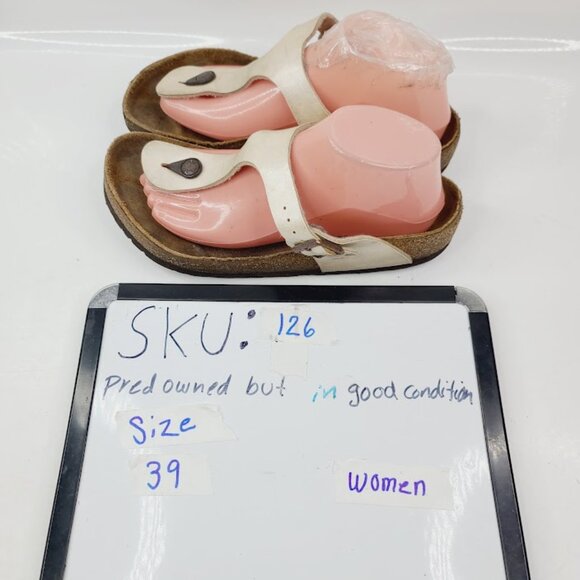 Birkenstock Cream White Sandals Comfortable Slip-On - Picture 6 of 6